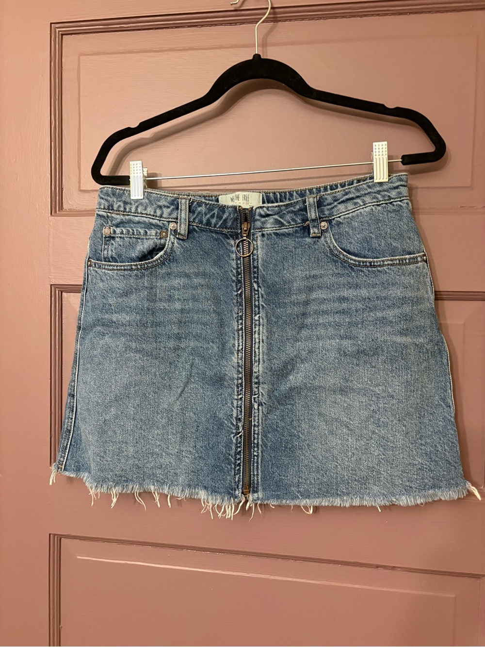 We the Free Zip-Front Denim Mini Skirt size 30
